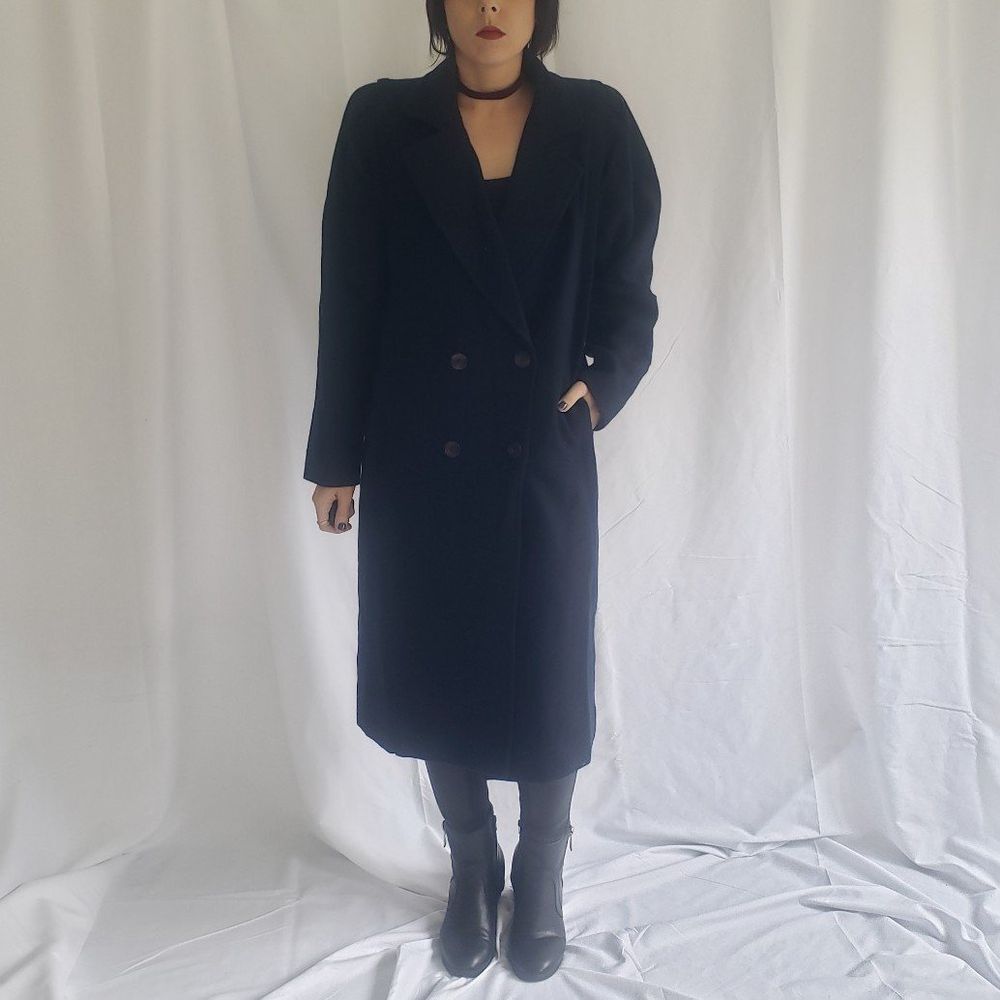 90s Navy Blue Wool Coat